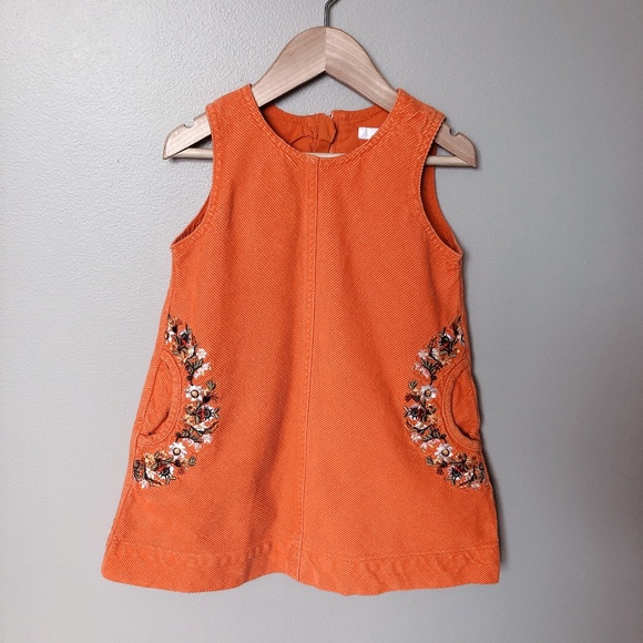 H&M Other - H&M 2-3 years orange cord dress with embroidery